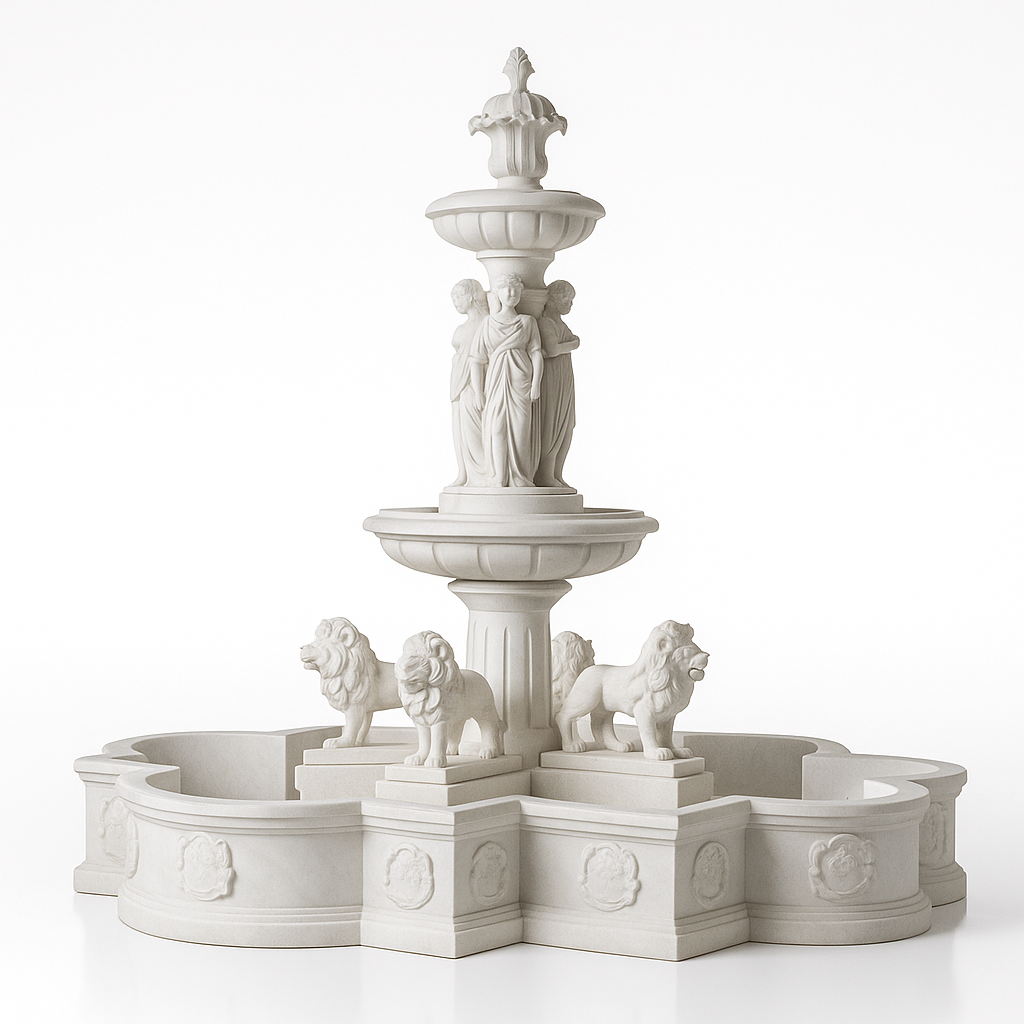 Regalia Lion Court Figurine Marble Fountain